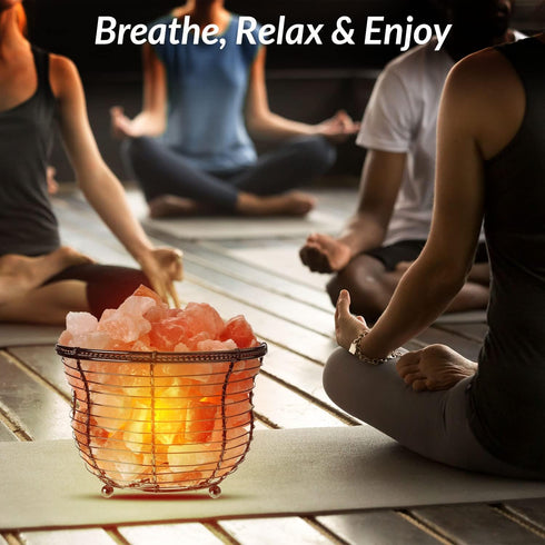 Tall Round Basket Salt Lamp, 8-10 Lbs | HIMALAYAN GLOW